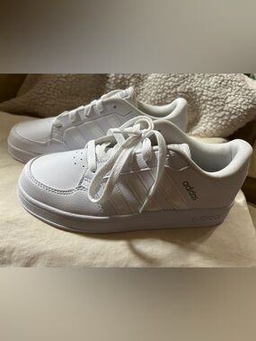 adidas All-White Leather Low-Top Sneakers